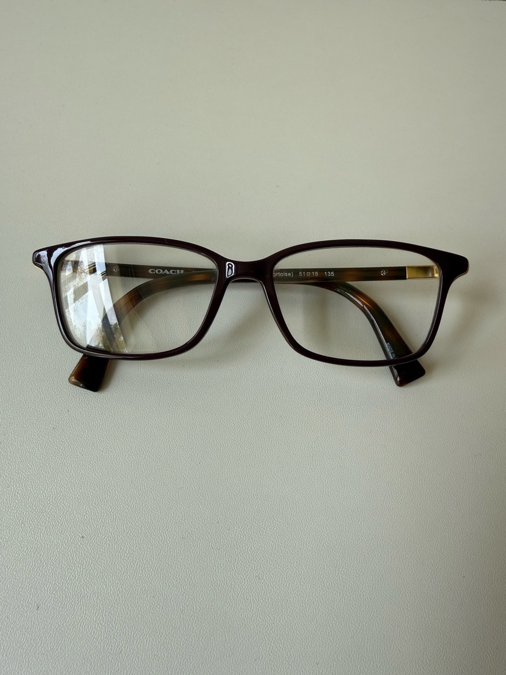 Coach Dark Brown Tortoiseshell Rectangular Glasses